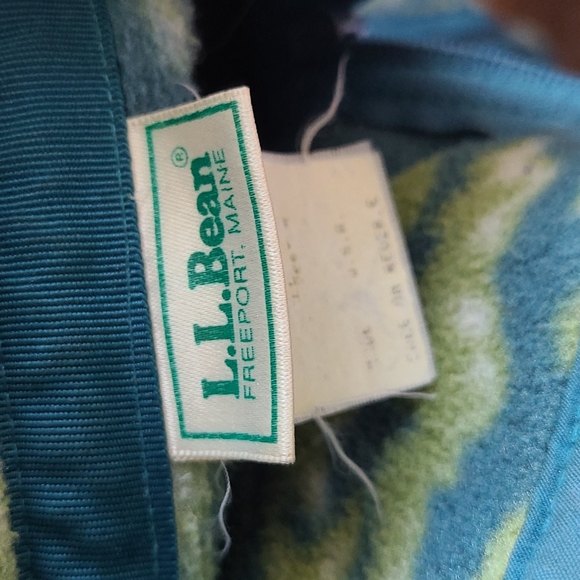 Vintage L.L. Bean Fleece Jacket Sweater Green and Blue Floral Full Zip - Picture 7 of 12